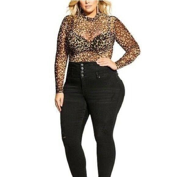 City Chic Tops - NWT City Chic Womens Leopard Animal Print Bodysuit